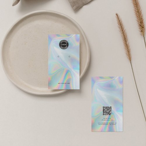 Add Logo QR Code Holographic Earring Display Card