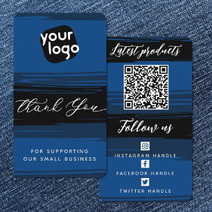 Add Logo & QR Code Modern Personalized Thank You Business Card
