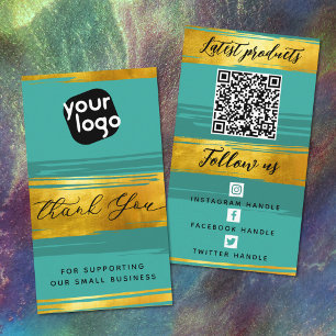 Add Logo & QR Code Modern Personalized Thank You Business Card
