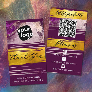 Add Logo & QR Code Modern Personalized Thank You Business Card