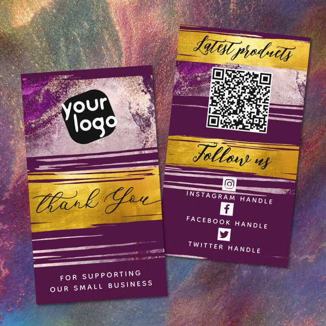   Add Logo & QR Code Modern Personalized Thank You Business Card (Creator Uploaded)