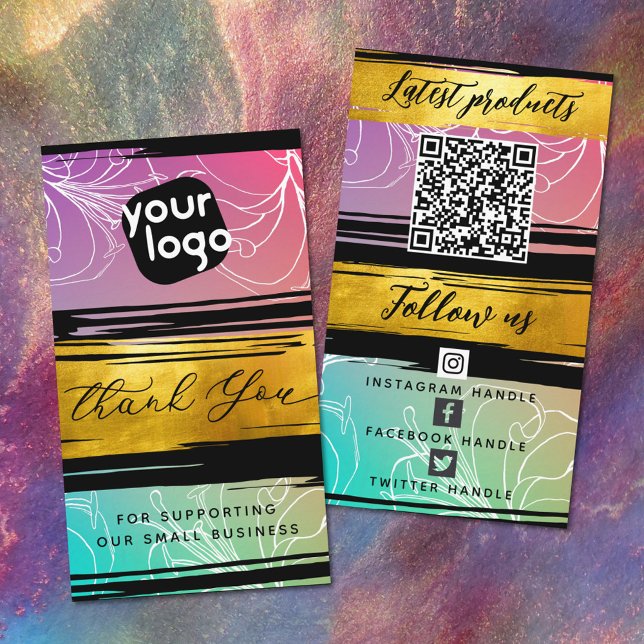   Add Logo & QR Code Modern Personalized Thank You Business Card (Creator Uploaded)