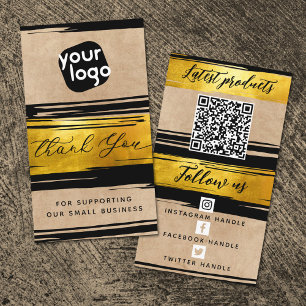 Add Logo & QR Code Modern Personalized Thank You Business Card