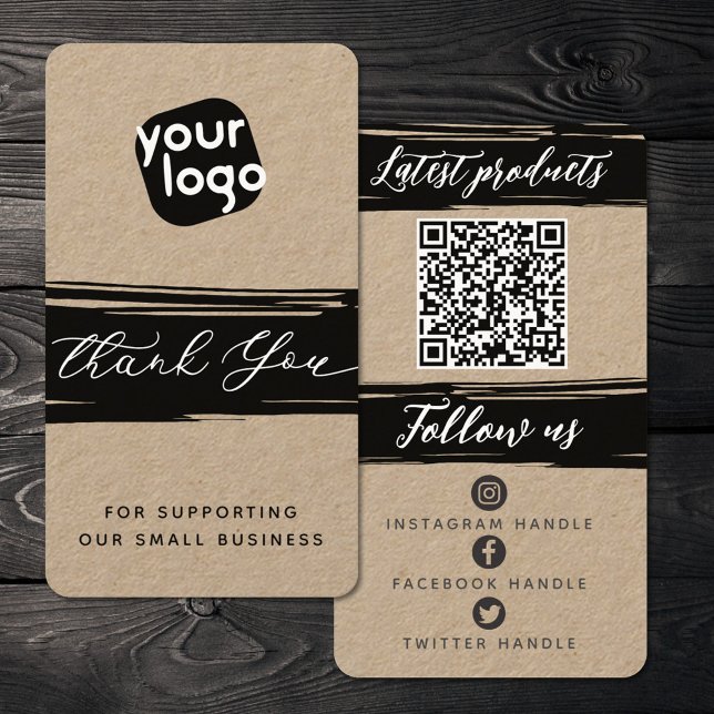   Add Logo & QR Code Modern Personalized Thank You Business Card (Creator Uploaded)