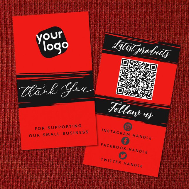   Add Logo & QR Code Modern Personalized Thank You Business Card (Creator Uploaded)