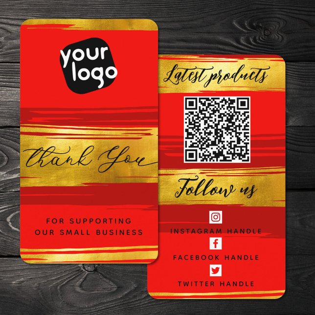   Add Logo & QR Code Modern Personalized Thank You Business Card (Creator Uploaded)