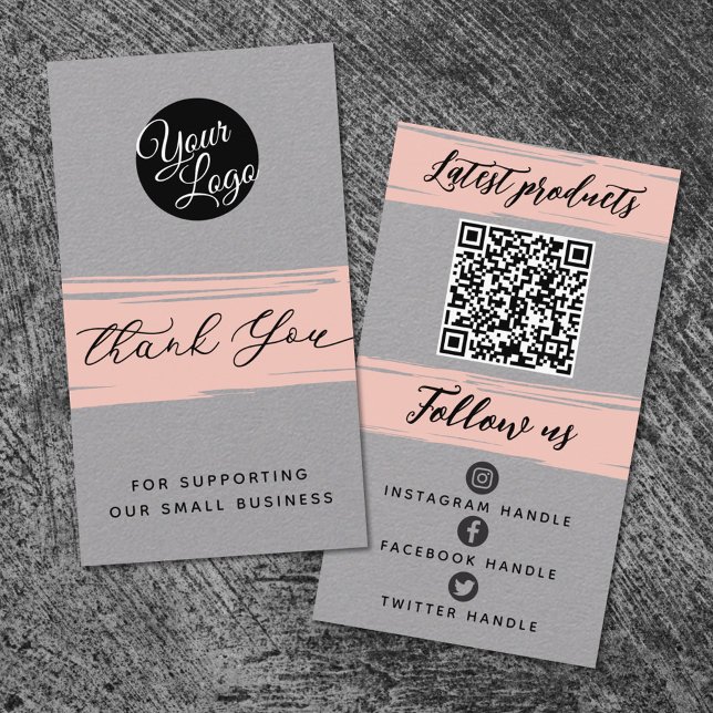   Add Logo & QR Code Modern Personalized Thank You Business Card (Creator Uploaded)