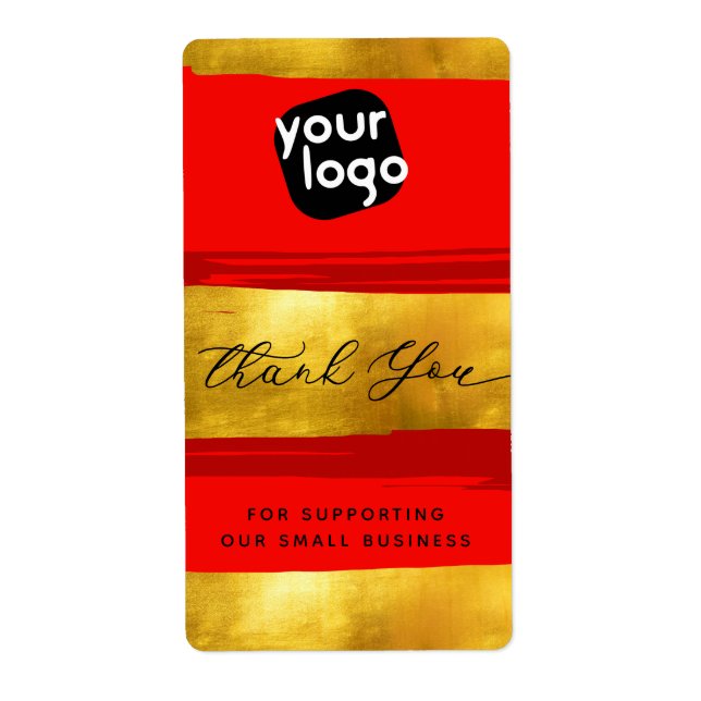   Add Logo & QR Code Modern Personalized Thank You Label (Front)