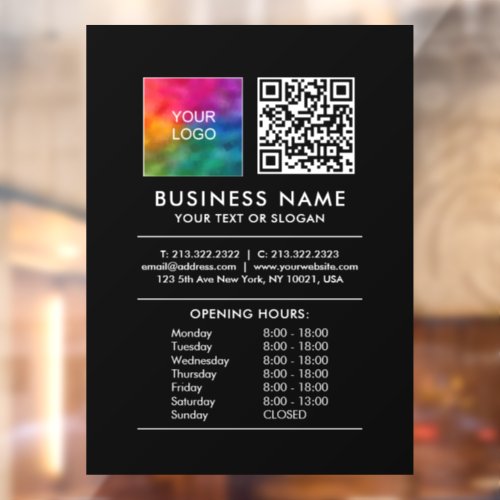 Add Logo QR Code Opening Hours Scan Price Lists Window Cling