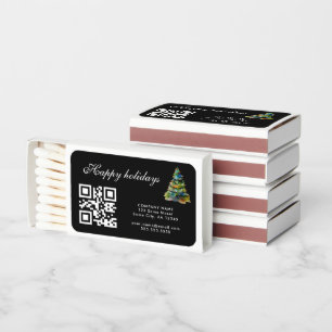 Add Logo QR Code Text Christmas Tree Black Matchboxes