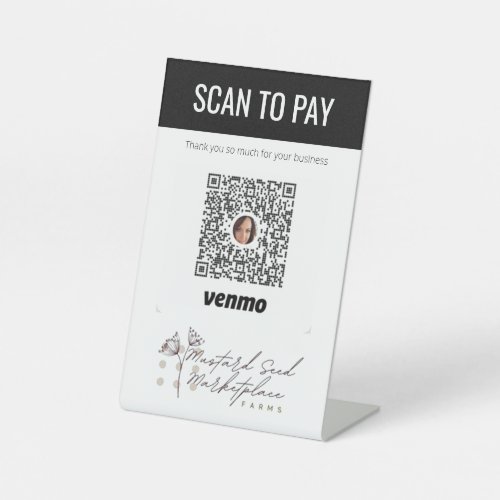 Add Logo QR Code Venmo Pay Here Pedestal Sign