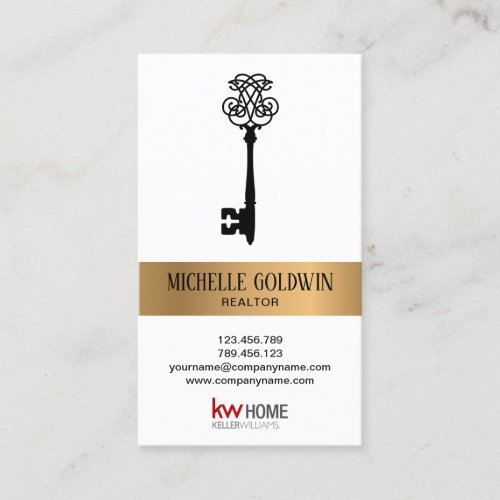 Add Logo Real Estate Professional Vintage Key Business Card