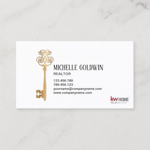 Add Logo Real Estate Professional Vintage Key Business Card