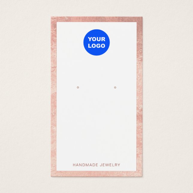 Add Logo Rose Gold Border Earring Display Card (Front)