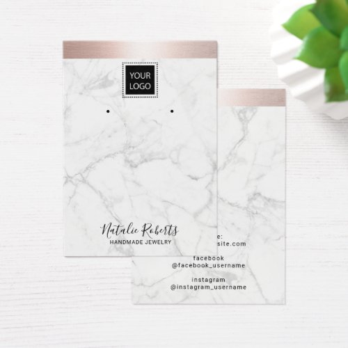 Add Logo Rose Gold Marble Jewelry Earring Display