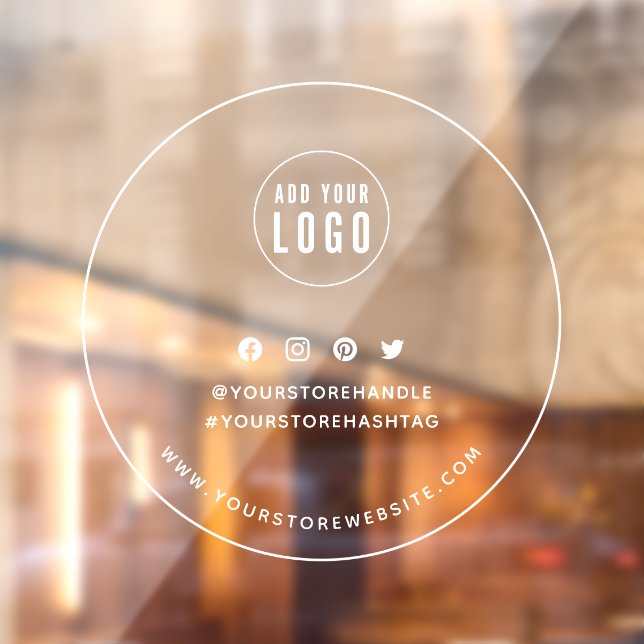 Add Logo Round White Border Social Media Branding Window Cling (Sheet 2)