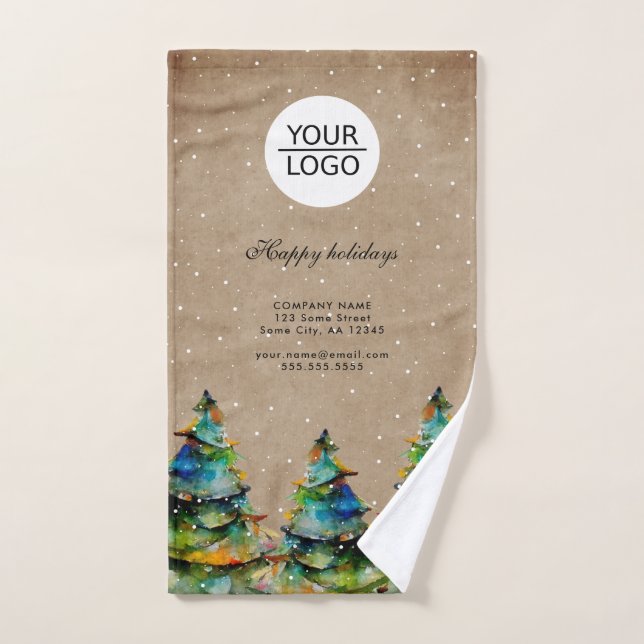 Add Logo Rustic Christmas Tree Company Promotion Hand Towel (Hand Towel)