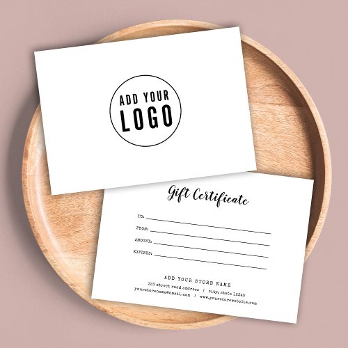 Add Logo Script and Typewriter Gift Certificate