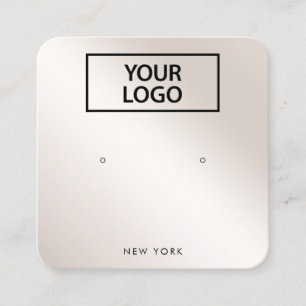 Add Logo Script Champagne Gold Gradient Earring Square Business Card