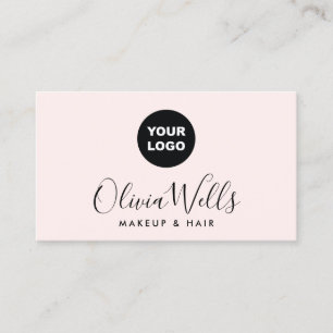Add Logo Signature Script Light Pink Social Media Business Card