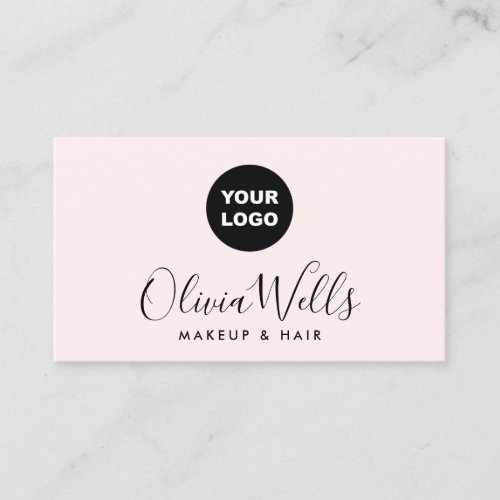 Add Logo  Signature Script Light Pink Social Media Business Card