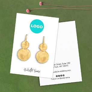 Add Logo Signature Script White Earring Jewelry   Business Card