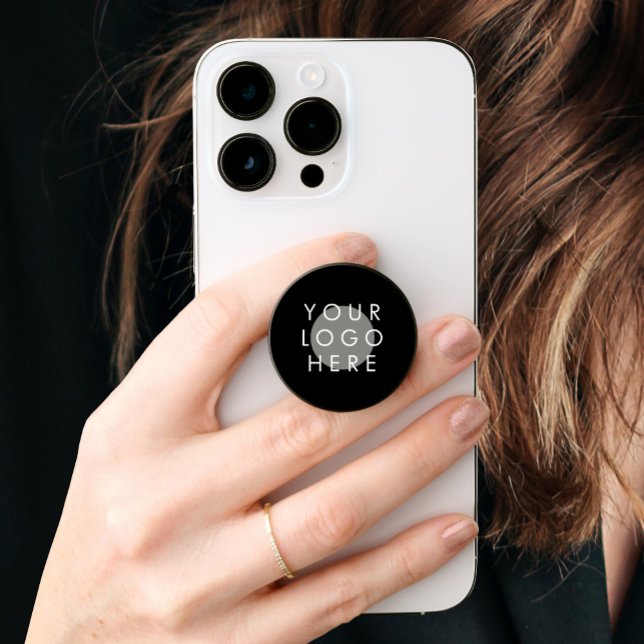 Add Logo Simple Black Modern Stylish PopSocket (Creator Uploaded)