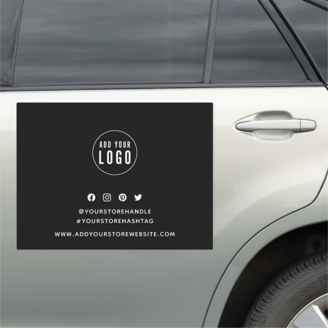 Add Logo Social Media Editable Background Car Magnet (In Situ)