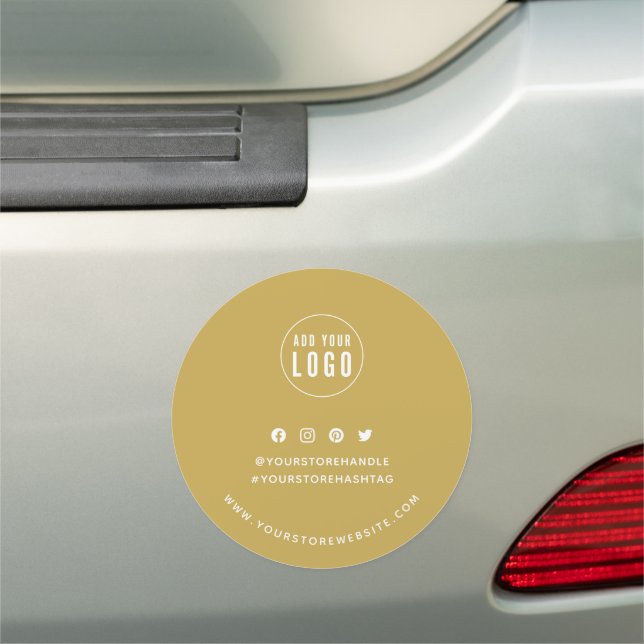 Add Logo Social Media Editable Background Round Car Magnet (In Situ)
