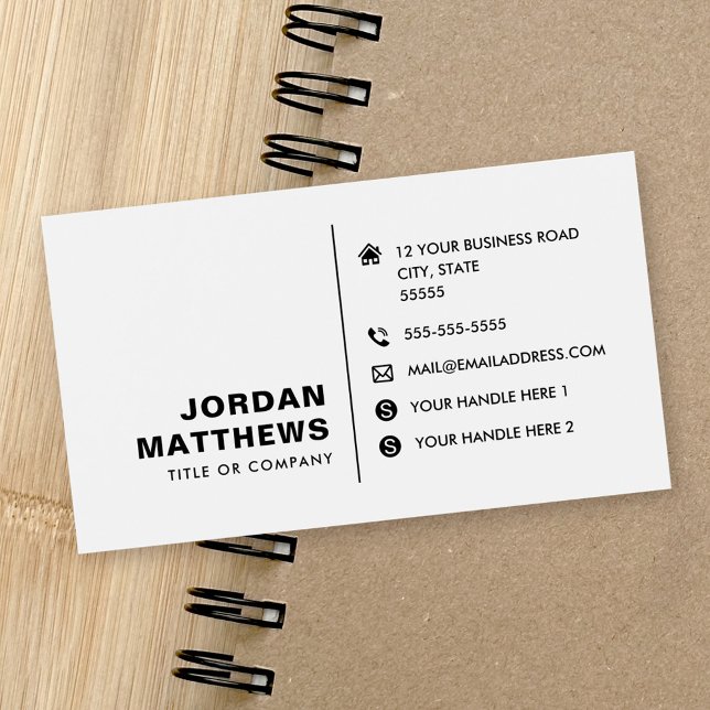 Add logo social media icons white business card (Add logo social media icons white business card)