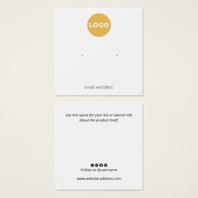 Add Logo Stud Earring Display Card (Front & Back)