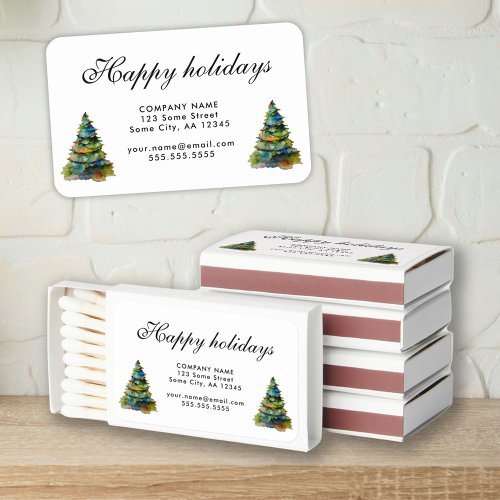 Add Logo Text Christmas Tree Company Holiday Matchboxes