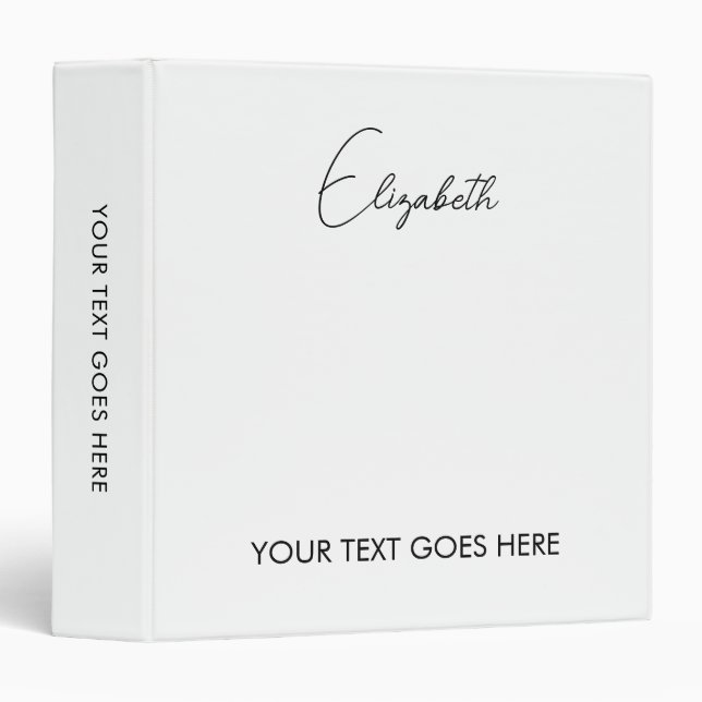 Add Logo Text Here Handwritten Name Template 3 Ring Binder (Front/Spine)