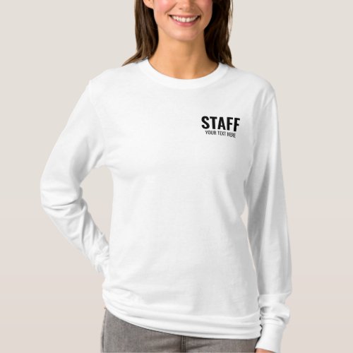 Add Logo Text Here Staff Member Womens White T_Shirt