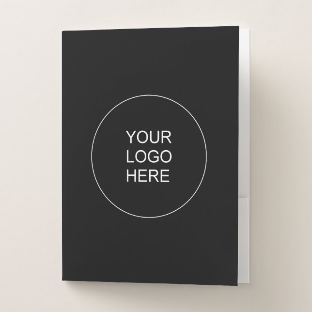 Add Logo Text Here Template Elegant Black Pocket Folder (Front)