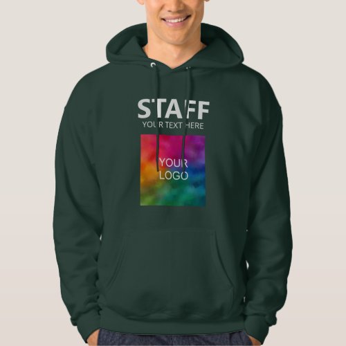 Add Logo Text Staff Crew Member Mens Forest Green Hoodie