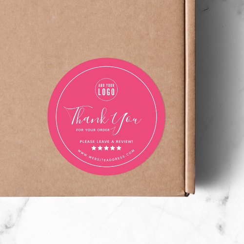 Add Logo Thank You Leave a Review Custom Color Classic Round Sticker