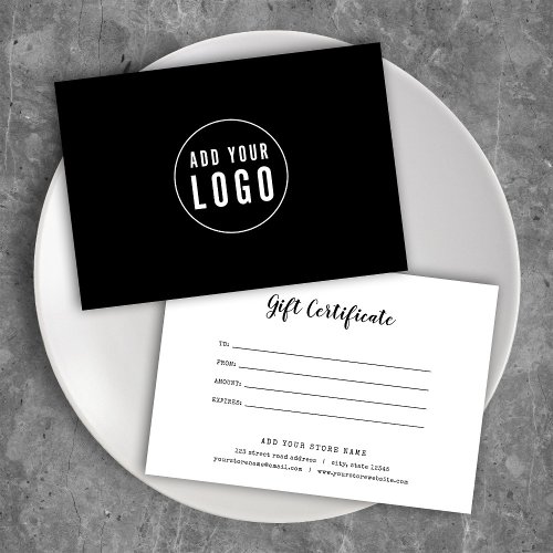 Add Logo Typewriter Custom Color Gift Certificate