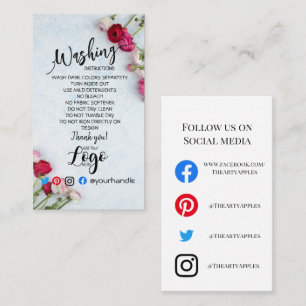 ADD LOGO washing instructions CARE CARD flower