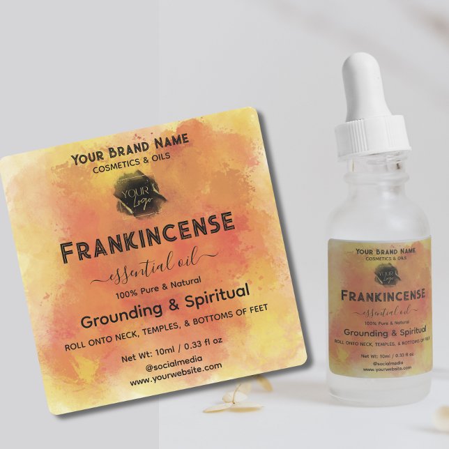 Add Logo Watercolor essential oil Oil Bottle  Labels (Creator Uploaded)