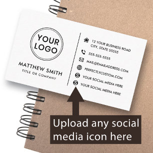 Add logo website any social media modern minimal business card