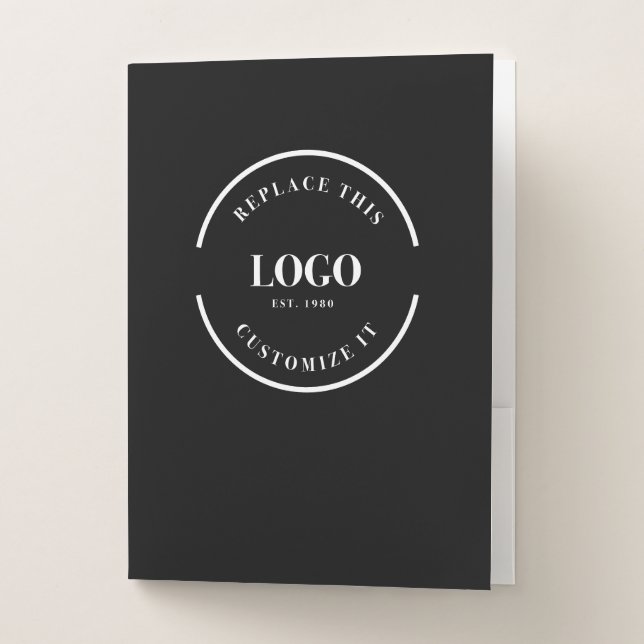 Add logo Website here Template Simple black Pocket Folder (Front)