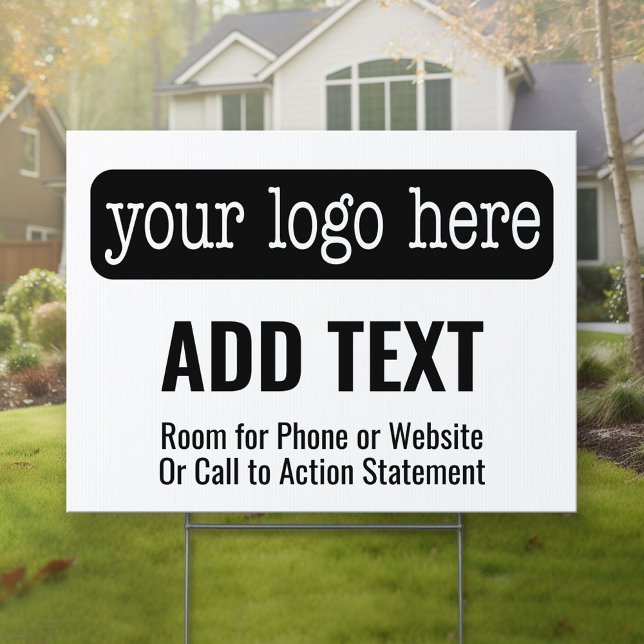 Add logo website phone number template - black sign (Custom Business Logo Yard Sign)