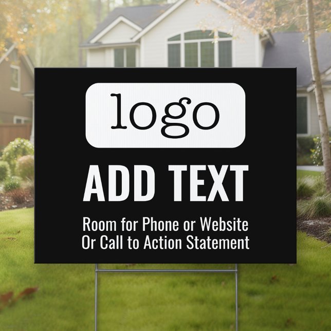 Add logo website phone number template - black sign (Custom Business Logo Yard Sign)