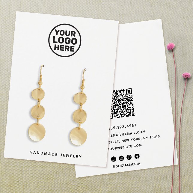 Add Logo White Earring Display Holder QR Code (Creator Uploaded)