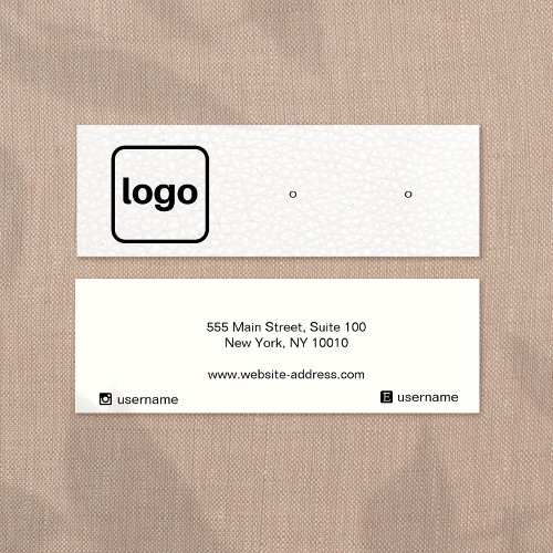 Add Logo White Leather Earring Display   Mini Business Card