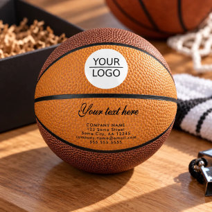 Add Logo with Custom Text Leather Company Mini Basketball