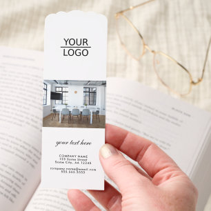 Add Logo with Custom Text Promotional Photo Bookmarks