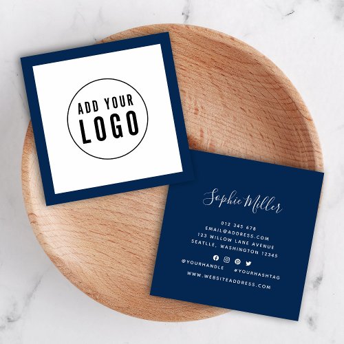 Add Logo with Editable Border Color Social Media Square Business Card