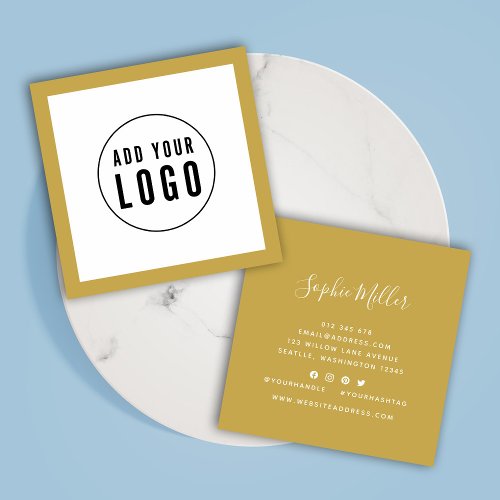 Add Logo with Editable Border Color Social Media Square Business Card